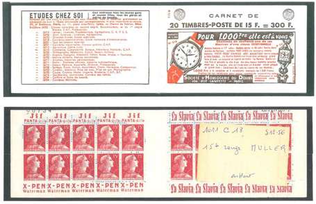 Carnet ancien N°1011_C18. TYPE MULLER - 15fr.ROUGE