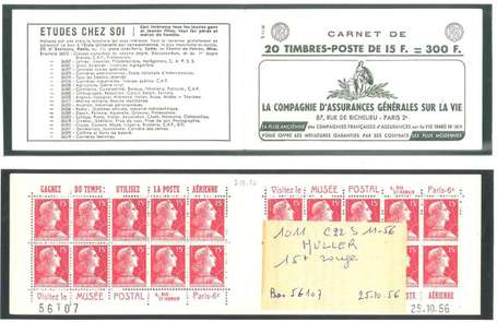 Carnet ancien N°1011_C22. TYPE MULLER - 15fr.ROUGE