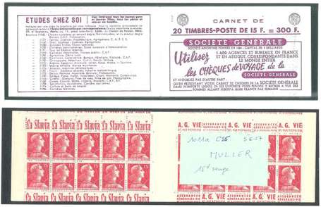 Carnet ancien N°1011_C26. TYPE MULLER - 15fr.ROUGE