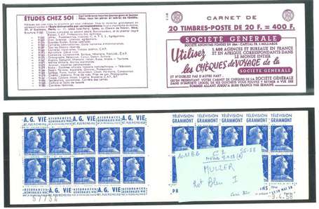 Carnet ancien N°1011B_C2. TYPE MULLER - 20fr.BLEU.