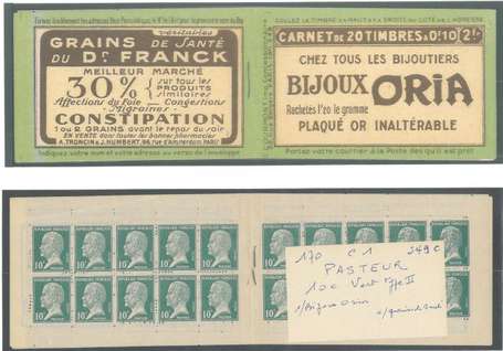 Carnet Ancien N°170_C1  Type PASTEUR- 10c.VERT  