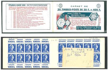 Carnet ancien N°1011B_C10/2. TYPE MULLER - 20fr.