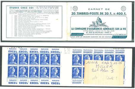 Carnet ancien N°1011B_C10/3. TYPE MULLER - 20fr.