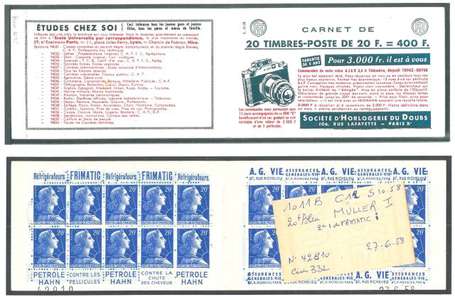 Carnet ancien N°1011B_C12. TYPE MULLER - 20fr.BLEU