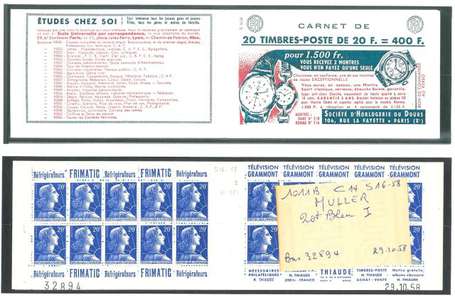 Carnet ancien N°1011B_C14. TYPE MULLER - 20fr.BLEU