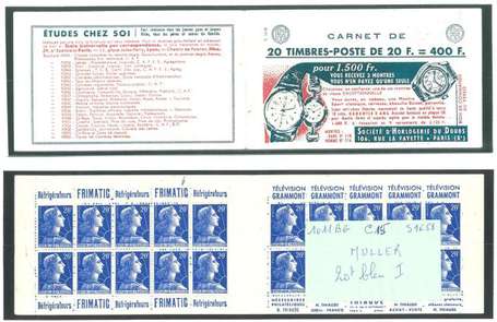 Carnet ancien N°1011B_C15. TYPE MULLER - 20fr.BLEU