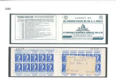 Carnet ancien N°1011B_C18. TYPE MULLER - 20fr.BLEU