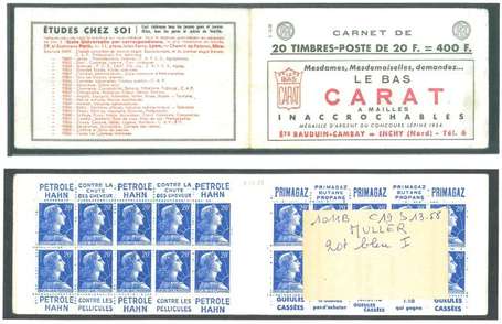 Carnet ancien N°1011B_C19. TYPE MULLER - 20fr.BLEU