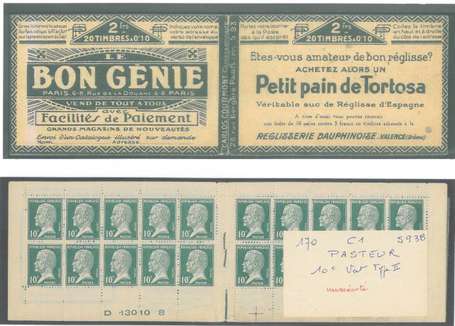 Carnet Ancien N°170_C1  Type PASTEUR- 10c.VERT  