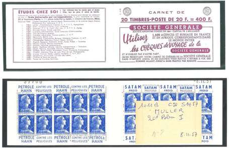 Carnet ancien N°1011B_C20. TYPE MULLER - 20fr.BLEU