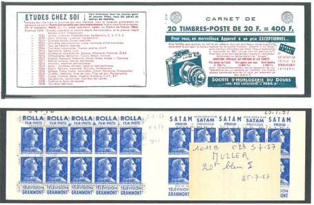 Carnet ancien N°1011B_C23. TYPE MULLER - 20fr.BLEU