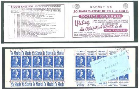 Carnet ancien N°1011B_C24. TYPE MULLER - 20fr.BLEU