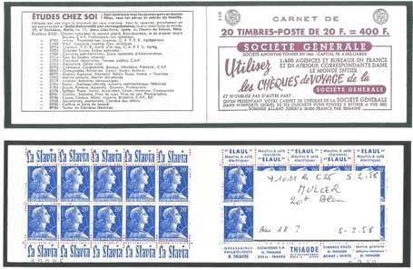 Carnet ancien N°1011B_C25. TYPE MULLER - 20fr.BLEU