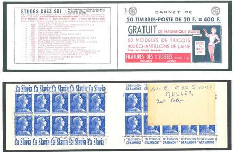 Carnet ancien N°1011B_C27. TYPE MULLER - 20fr.BLEU