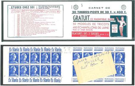 Carnet ancien N°1011B_C27. TYPE MULLER - 20fr.BLEU