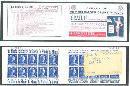 Carnet ancien N°1011B_C28. TYPE MULLER - 20fr.BLEU