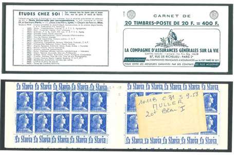 Carnet ancien N°1011B_C31. TYPE MULLER - 20fr.BLEU