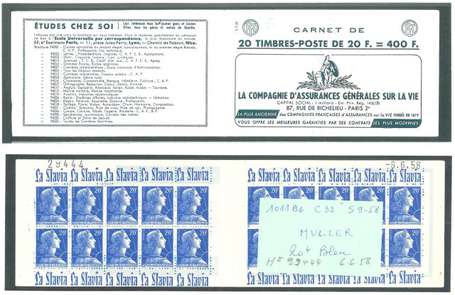 Carnet ancien N°1011B_C32. TYPE MULLER - 20fr.BLEU