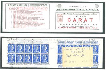 Carnet ancien N°1011B_C37. TYPE MULLER - 20fr.BLEU