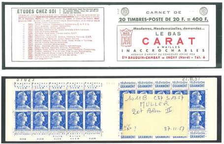 Carnet ancien N°1011B_C37. TYPE MULLER - 20fr.BLEU