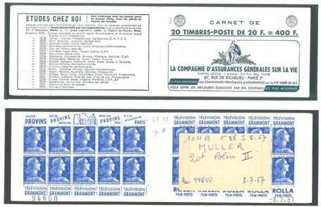 Carnet ancien N°1011B_C38. TYPE MULLER - 20fr.BLEU