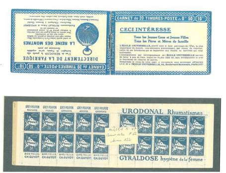 ALGERIE - Carnet  Céres N°20  50c. BLEU (N° 47)  -