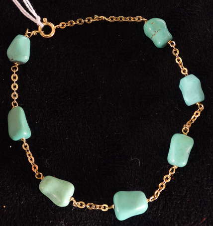 Bracelet en or jaune et perles de turquoise - 