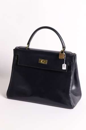 HERMES Paris - Sac Kelly 28 cm en box marine, les 