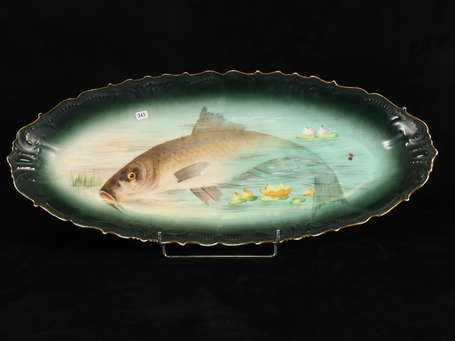 LIMOGES - Plat à poisson en porcelaine émaillée 