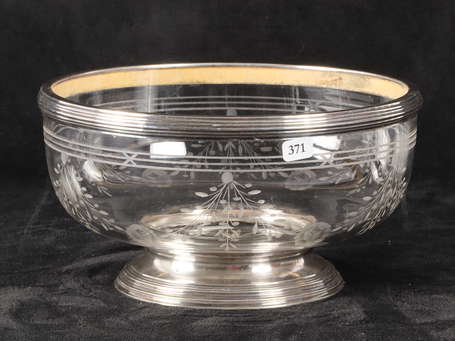 Coupe en cristal gravée de guirlandes de fleurs, 