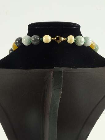 ASIE Collier de perles de jade, jade noir, opale 