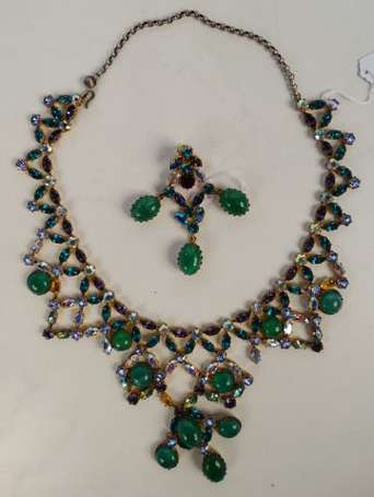 Collier draperie CIS vintage vers 1960 avec strass