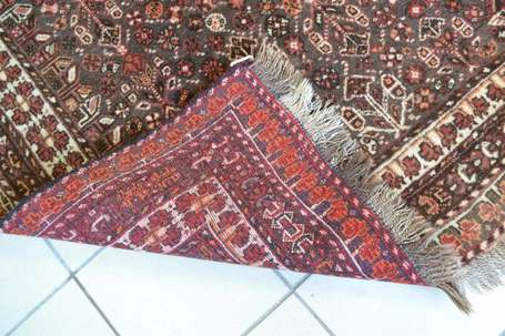 Tapis Orient laine le champ rouge et brun meublé 