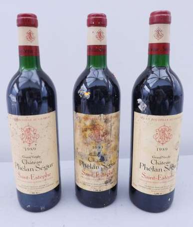 3 Bt Château Phélan Ségur  Saint Estèphe 1989 EA 