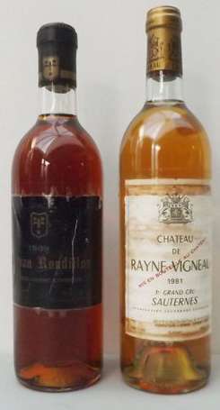 1 lot de 2 Bt : 1 Bt Château Rayne Vigneau 1981, 