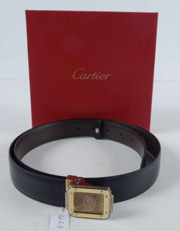 Ceinture Cartier Must en cuir vachette noir, le 