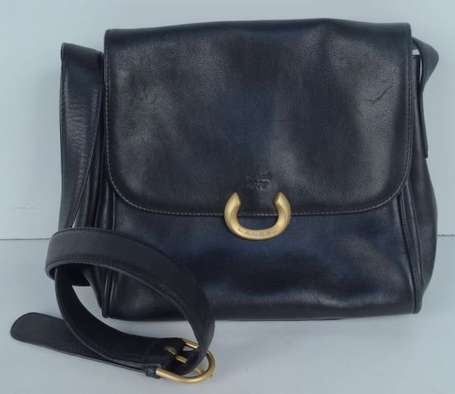 LANCEL - Sac à main porté épaule en cuir noir, 