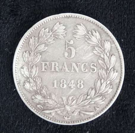 Ecu en argent 5Frs Napoléon III, tête nue, 1855 A.