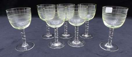 lot de 7 verres à pied en verre teinté jaune 