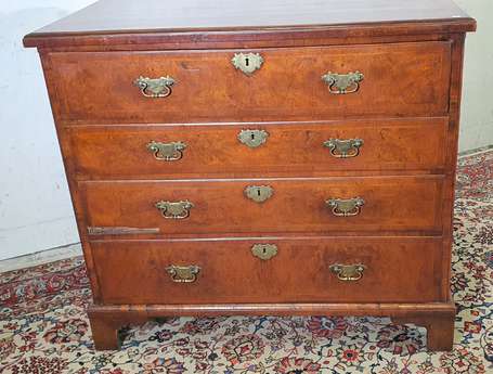 Commode bureau en placage de ronce de noyer et 