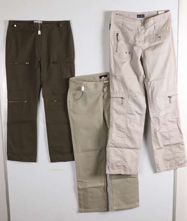 Lot de trois pantalons taupe et beige PACO 