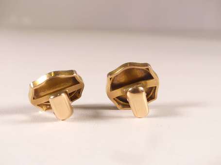 Paire de boutons de manchette en or deux tons 18K 