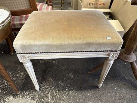 Tabouret de style Louis XVI en bois laqué blanc, 