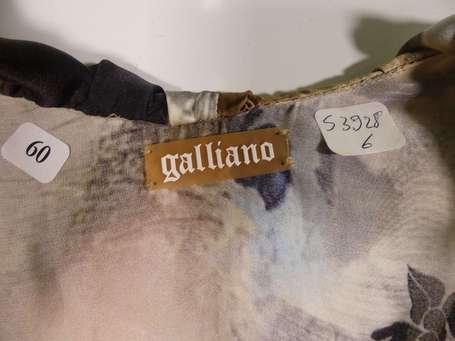 GALLIANO - Robe d'été mi longue en soie imprimée, 