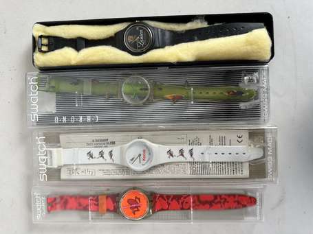 Lot de trois montres bracelets SWATCH, l'une 