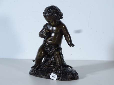 ECOLE XIXè siècle - Putto à l'arc. Sujet en bronze