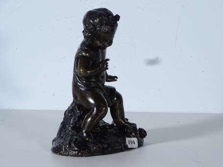 ECOLE XIXè siècle - Putto à l'arc. Sujet en bronze