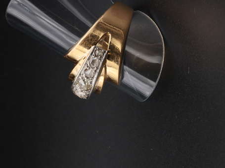 Bague tank or jaune 18K (750°/00) et platine 