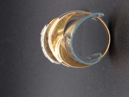 Bague tank or jaune 18K (750°/00) et platine 