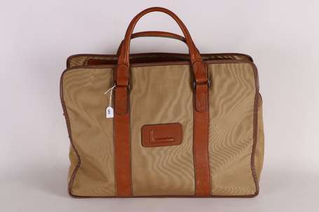 LANCEL - Sac de voyage en toile beige et cuir 